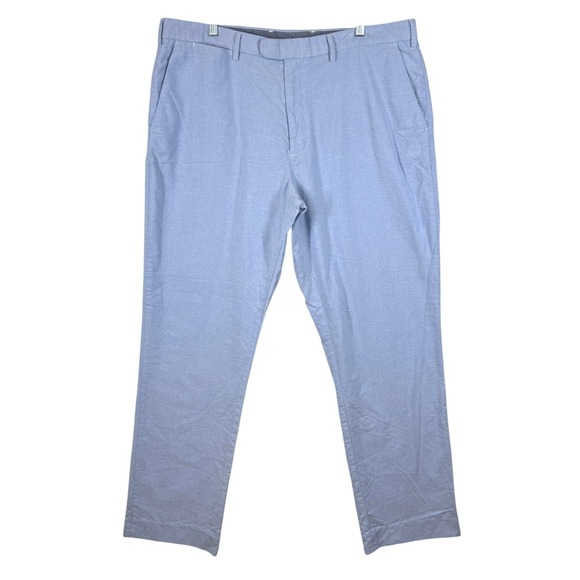 J Crew Mens Bowery Chambray Chino Pants 38x32 Blue Cotton Classic Fit Preppy - Picture 3 of 12